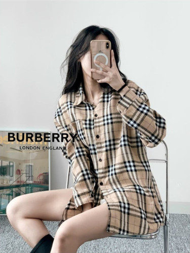 버 브라우니 체크 롱 남방 1586