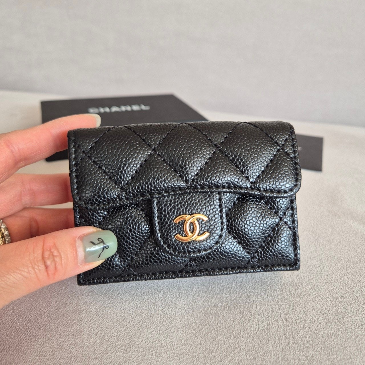 #클래식스몰플랩3단미니반지갑 (블랙금장/최상급)