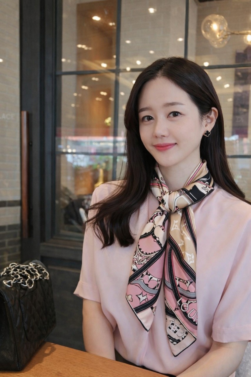 루VVV 핑크 레오파드 스카프