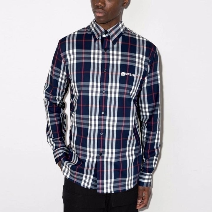 💕 버** 로고 프린트 체크 셔츠