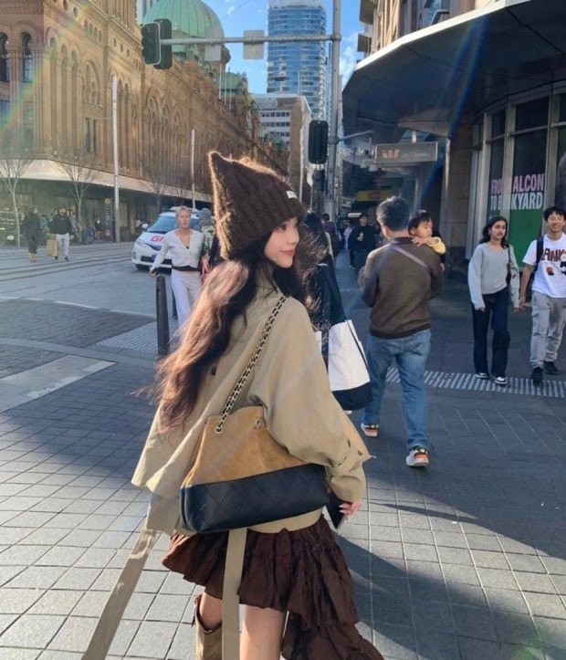 💕 샤* 고급 25A 공방 스웨이드 투톤 쇼퍼 호보백 브라운