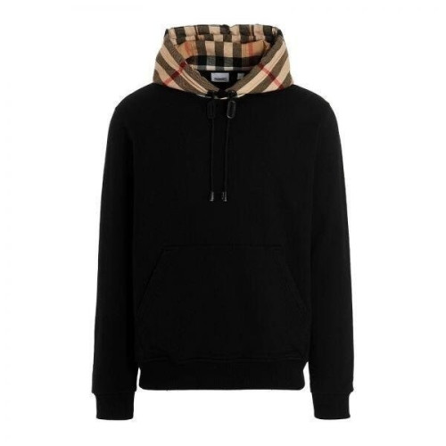 체크 코튼 블렌드 후드티 블랙 BB-3600