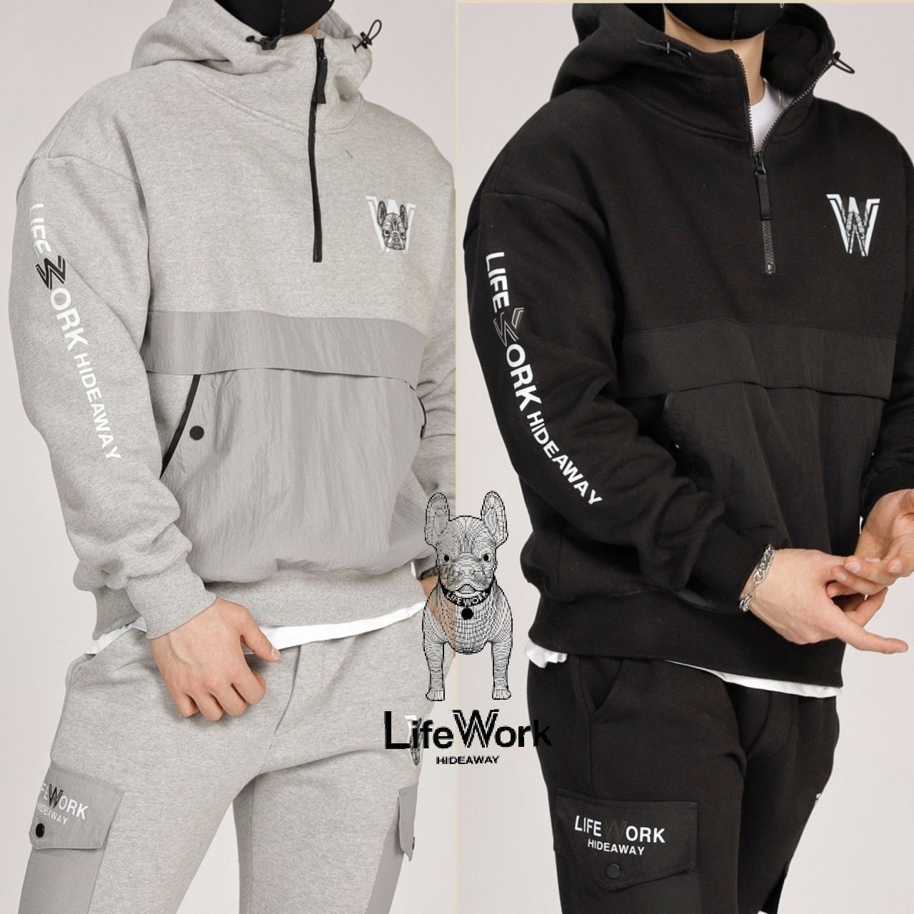 3단 헤비 반집업 후드세트 (P-9715)