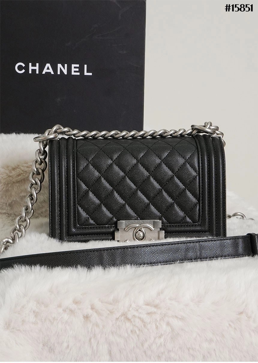 🔆 [CHANEL] 샤넬 캐비어 빈티지 은장 플랩 보이백 스몰 🔆