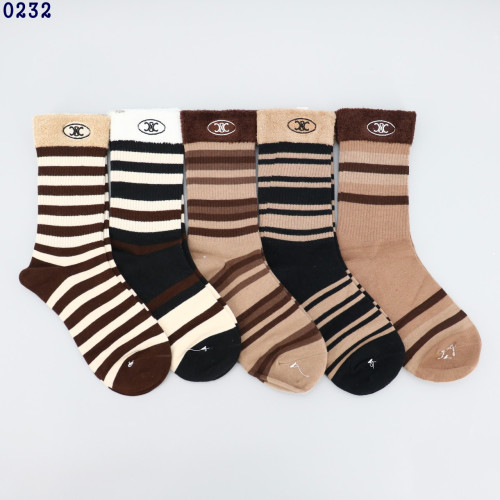 👹셀린느 로고 스트라이프 남녀공용 5종 양말세트👹