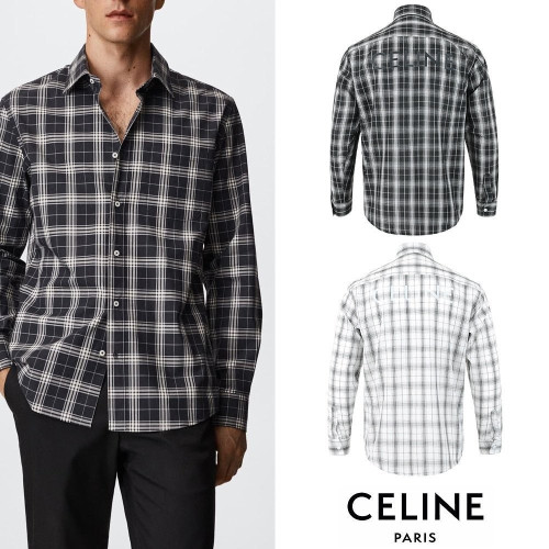 💕 셀** 레터링 백로고 체크 셔츠