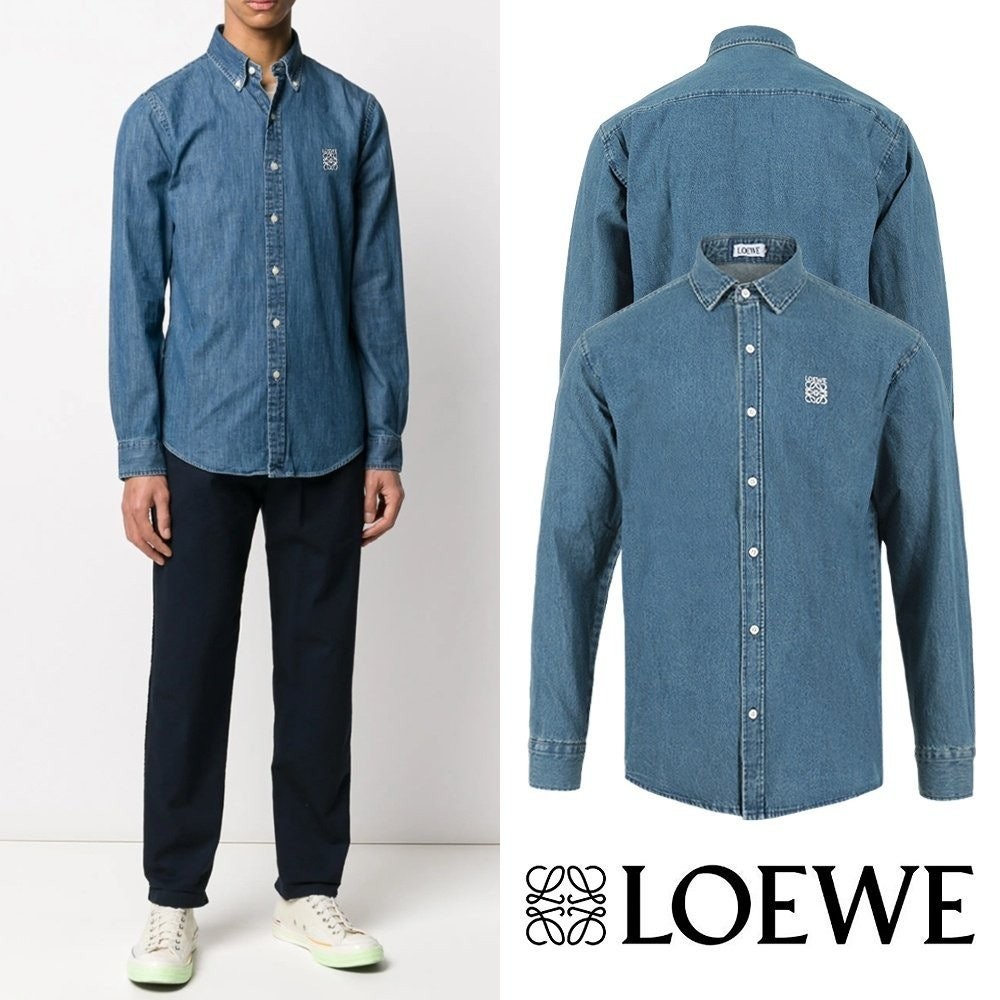 💕 로** 아나그램 자수 데님 셔츠