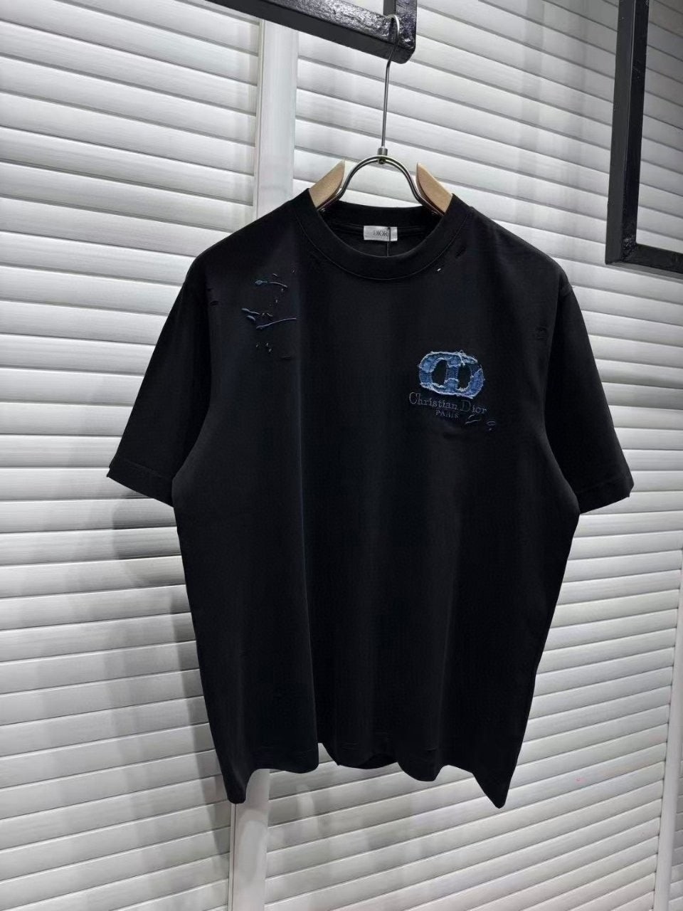 💕 디* 데님패치 데미지 자수반팔