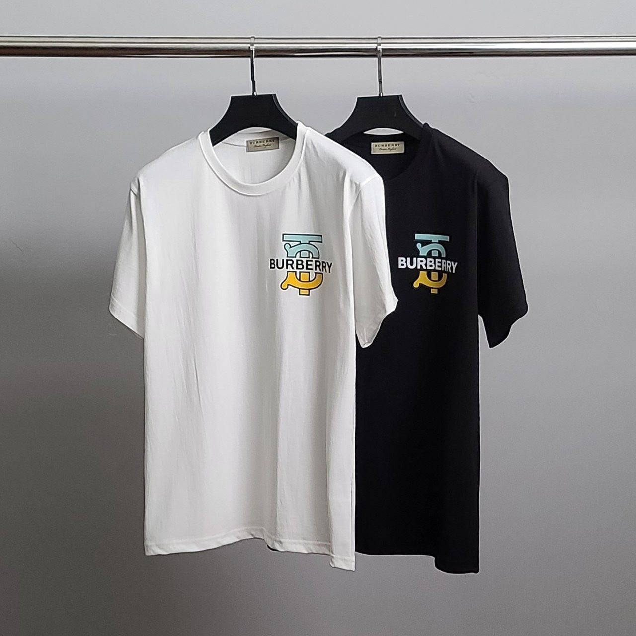 💕 버** 투톤 패턴 코튼 반팔티