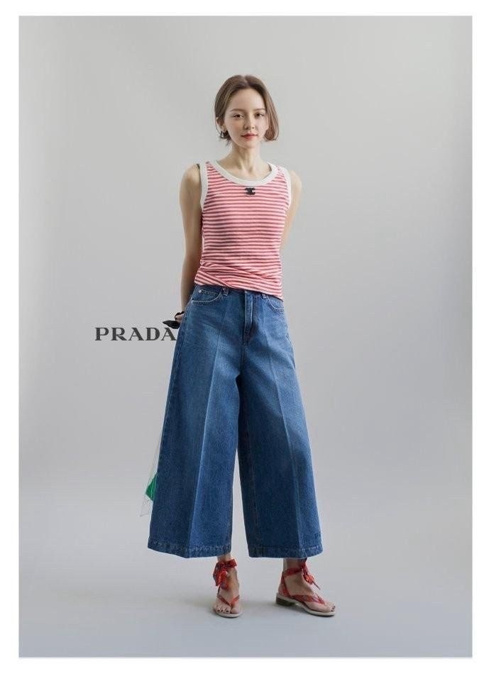 💕 프** 8부 와이드 데님 팬츠