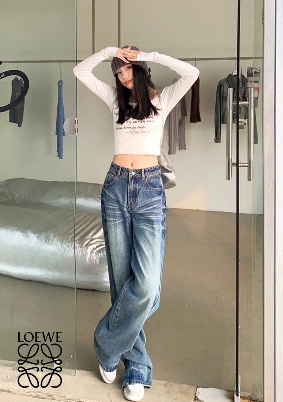 💕 로** 애너그램 워싱 데님 와이드 팬츠