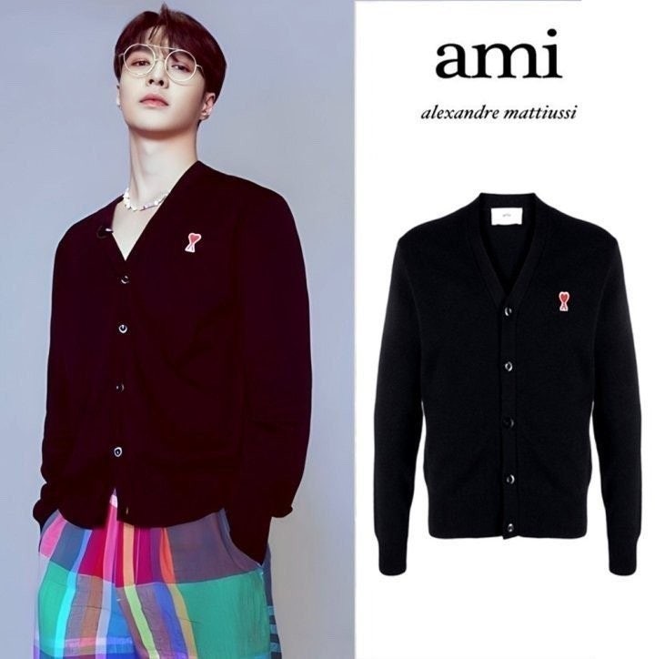 💕 아* 스몰 하트 패치 울 브이넥 가디건