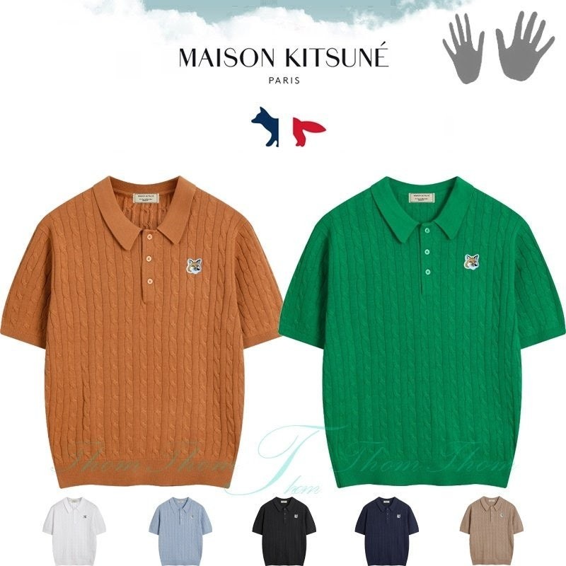 💕 메* 키츠네 꽈베기 카라 반팔 니트