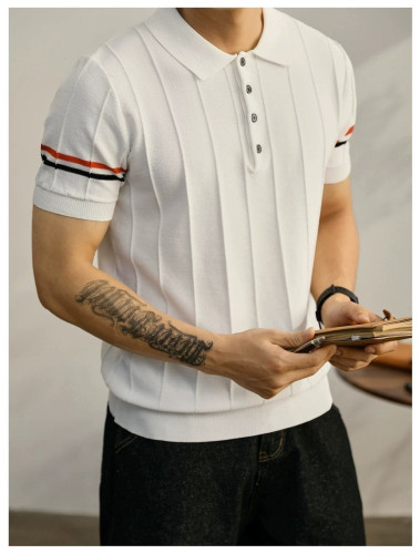 💕 톰* 옴므 삼선 카라 반팔 니트