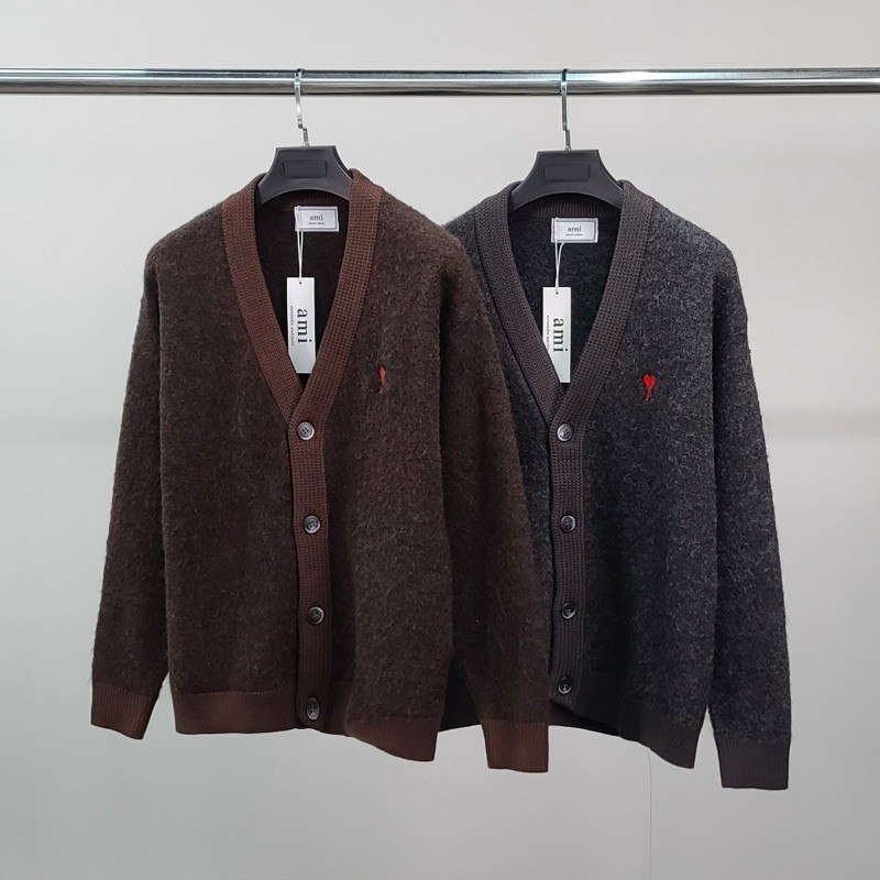 AM 스몰하트자수 알파카 가디건