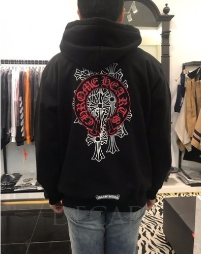 #크롬하츠 레드 홀스슈 세메터리 집업 후드 자켓