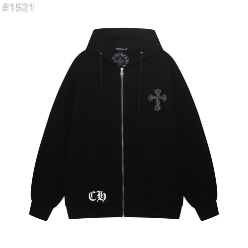 #크롬하츠 대거 포인트 레더 크로스 후드 집업 자켓<