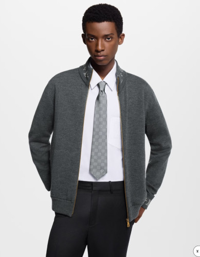 #루이비통 더블 페이스 울 니트 블루종