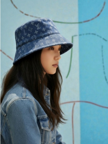 루VVV 모노그램 데님 자가드 버킷햇 ✔수입