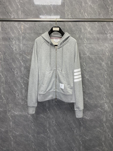 T/B 사선완장 시그니쳐 코튼 후드집업 그레이