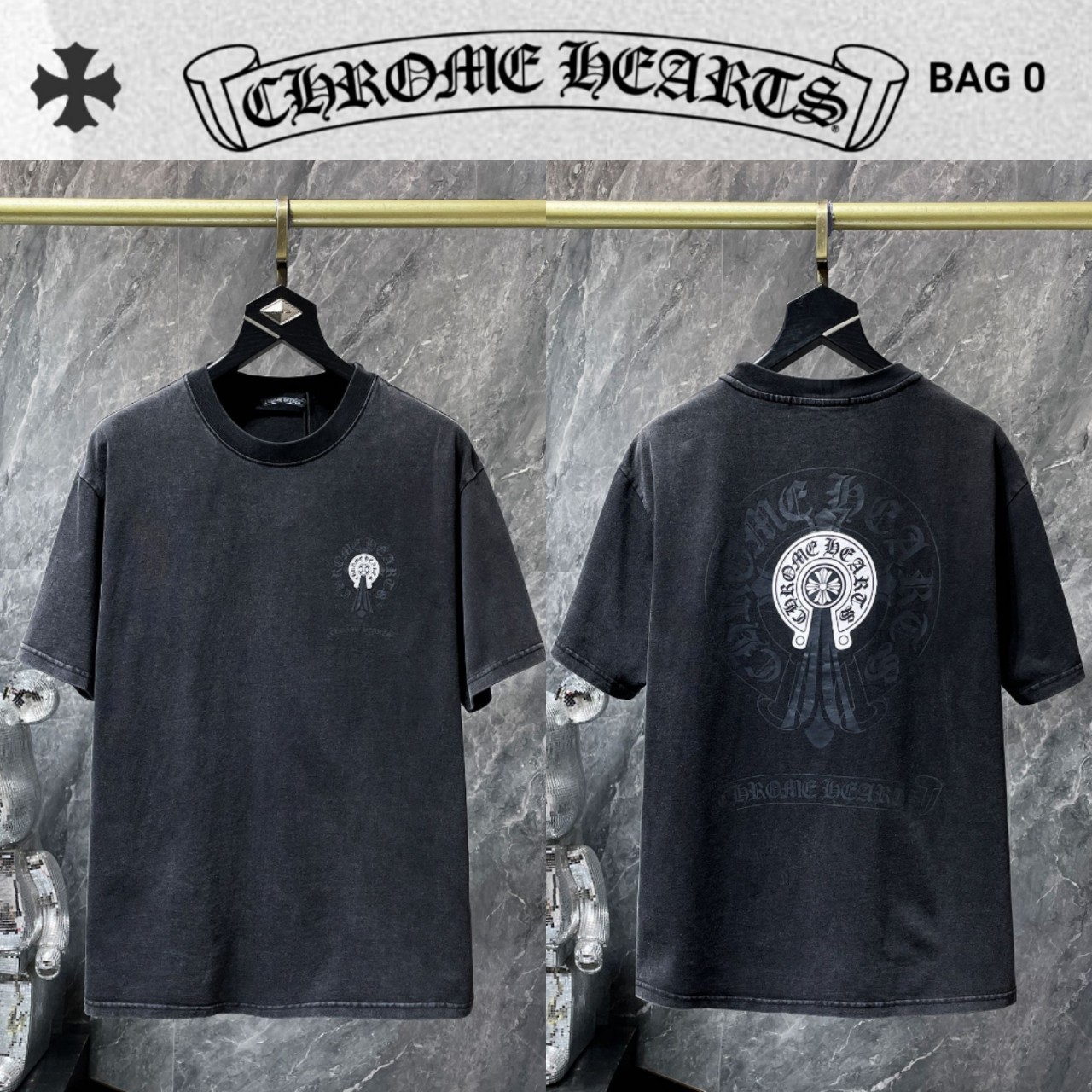 Ch******* 피그먼트 말발굽 로고 티셔츠