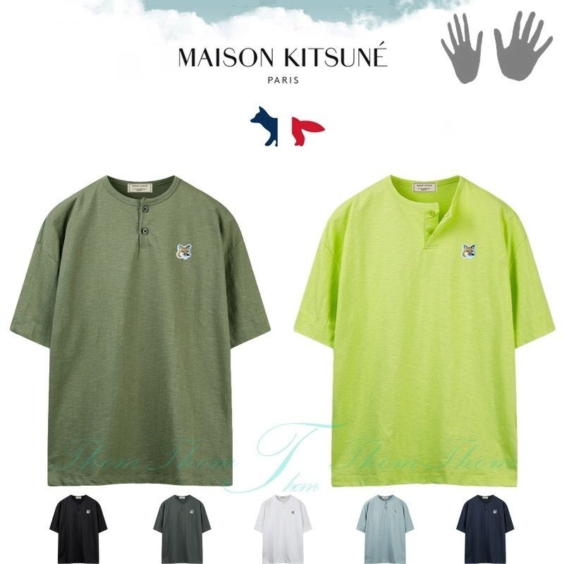 💕 메* 키츠네 슬라브 오버핏 헨리넥 반팔