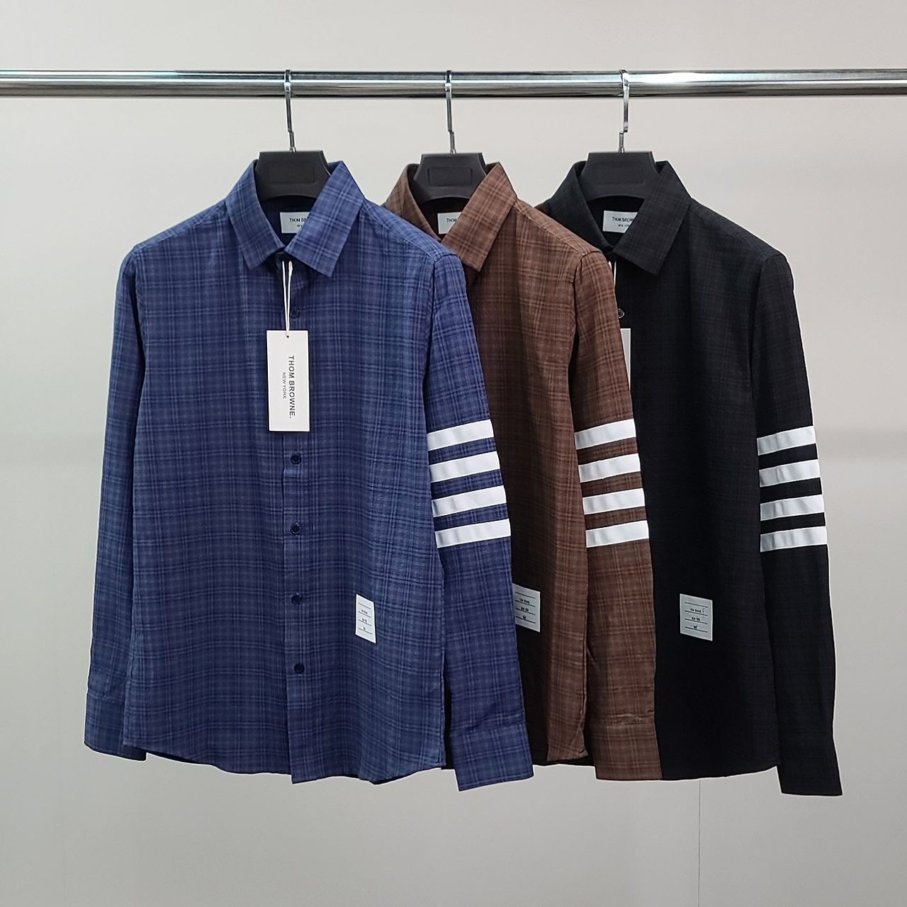 💕 톰* 화이트완장 타탄체크 셔츠