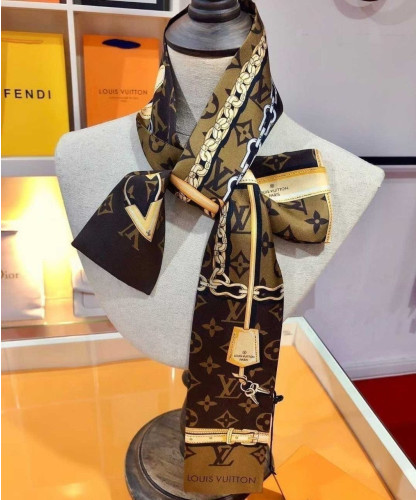 💕 루* 모노그램 컨피덴셜 방도 스카프 (브라운)