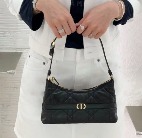 💕 디* 고급 미스 카로 미니 호보 숄더백 블랙