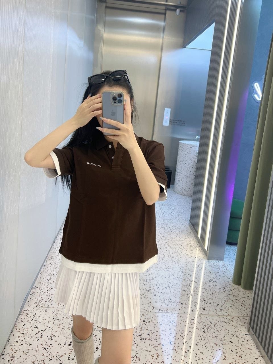 💕 미*** 25 자수로고 레이어드 폴로 반팔셔츠 - 수입