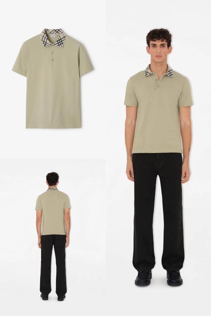 💕 버** 체크 카라 폴로 반팔티셔츠 - 수입 (블랙)