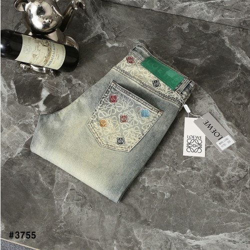 🍀 [LOEWE] 로에베 아나그램 컬러 그린패치 워싱 데님 팬츠 🍀