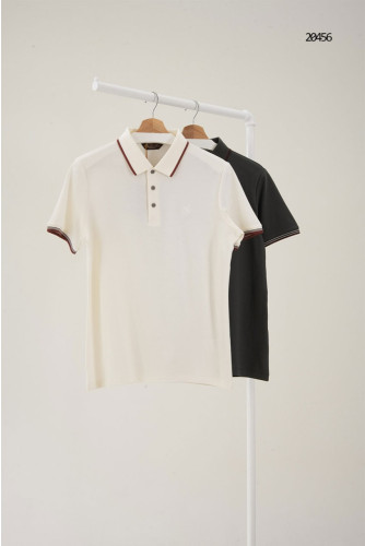 🔆 [LORO PIANA] 로로피아나 엠블럼 로고 배색 카라 반팔 티셔츠 🔆