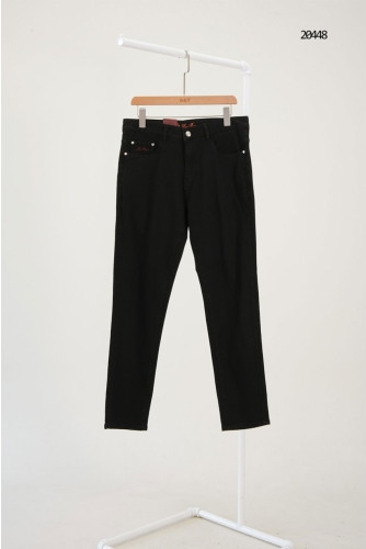 🔆 [Loro Piana] 로로피아나 블랙 레더패치 스틸 로고 팬츠 🔆