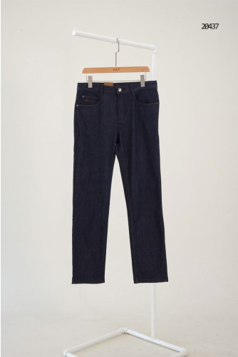 🔆 [Loro Piana] 로로피아나 브라운 레더 패치 자수 로고 데님 팬츠 🔆