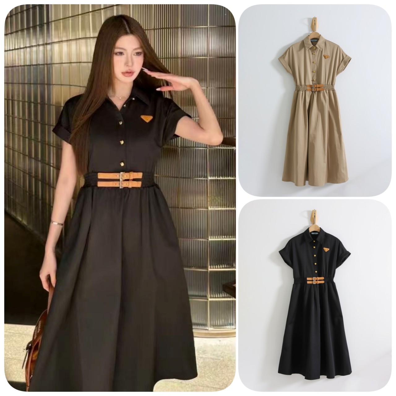 #프라다 [ P*ADA ] 스모크드 웨이스트 셔츠 드레스 입고💢 #여성의류 #원피스