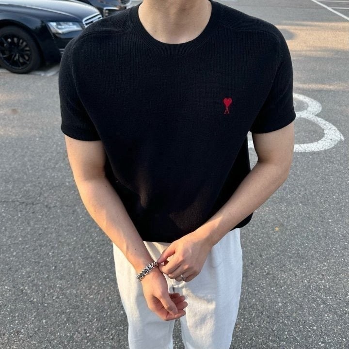 💕 아* 하트로고 라운드 나그랑 반팔니트