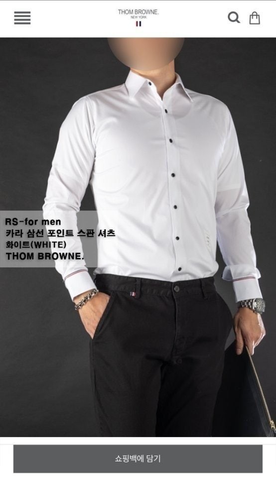 💕 톰* 카라 삼선 포인트 스판 셔츠