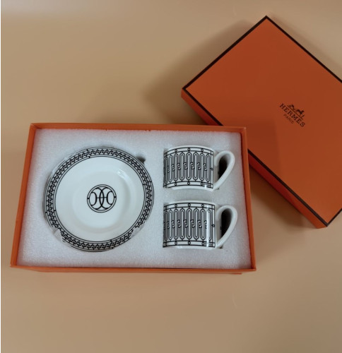 에르메스 H 데코 찻잔 소서 세트
