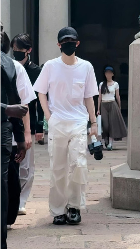 💕 프** 리나일론 패널드 로고 반팔