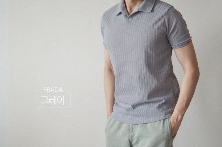 💕 프** 레드라인 노버튼 카라 니트 반팔